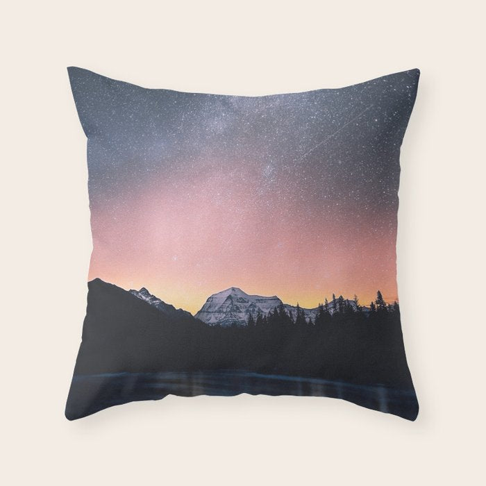 Milky Way Stars Mountain Landscape Throw Pillow Gallery Image 1
