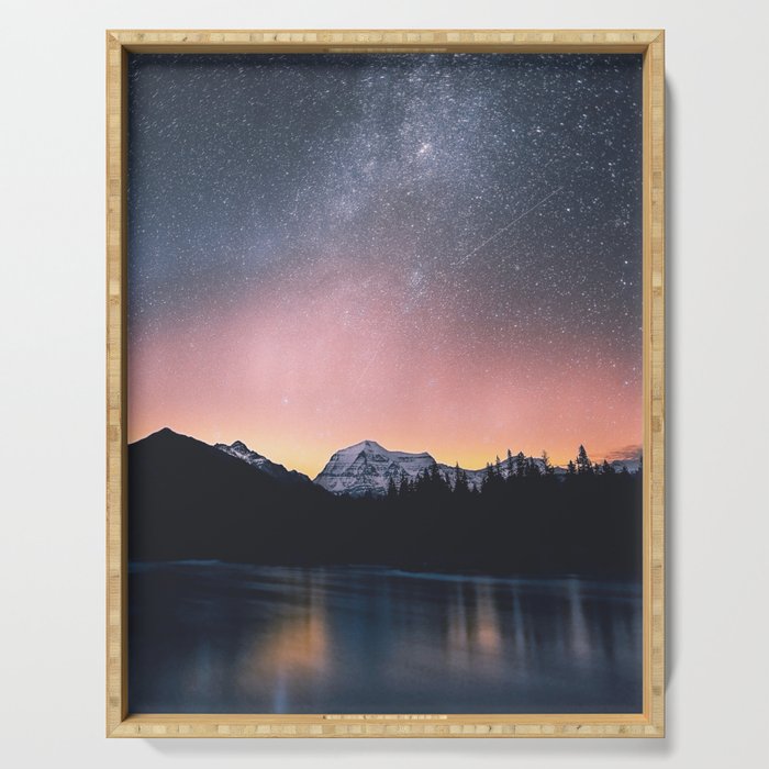 Milky Way Stars Mountain Landscape Serving Tray Gallery Image 1