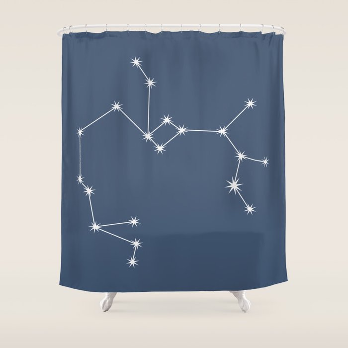 Sagittarius Zodiac Star Constellation Line Art Neutral Blue Shower Curtain Gallery Image 1