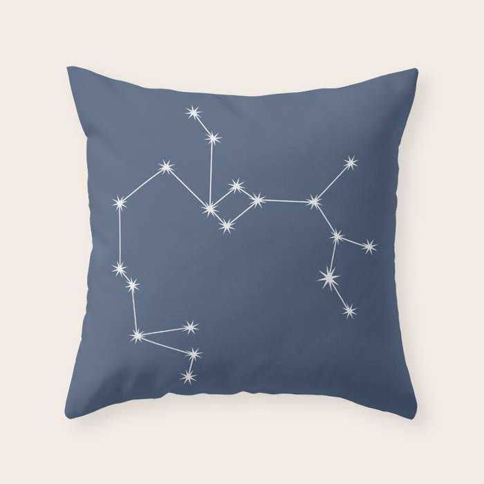 Sagittarius Zodiac Star Constellation Line Art Neutral Blue Throw Pillow Gallery Image 6