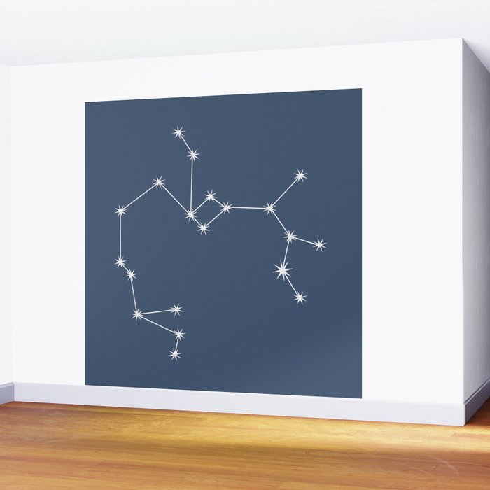 Sagittarius Zodiac Star Constellation Line Art Neutral Blue Wall Mural Gallery Image 2