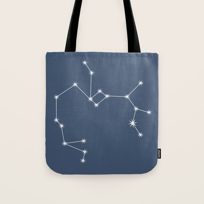 Sagittarius Zodiac Star Constellation Line Art Neutral Blue Tote Bag Gallery Image 1