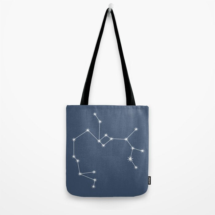 Sagittarius Zodiac Star Constellation Line Art Neutral Blue Tote Bag Gallery Image 2