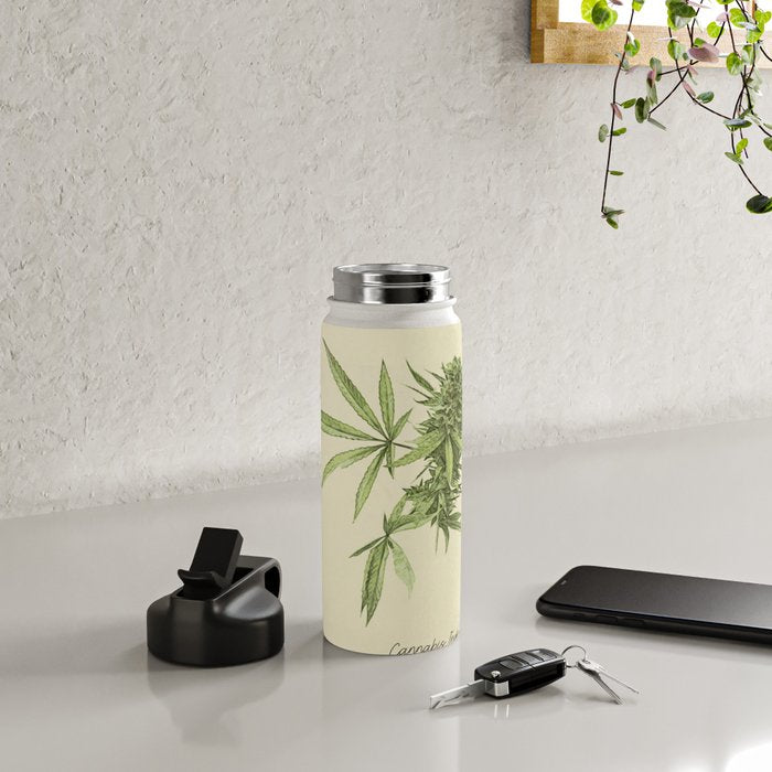 Vintage botanical print - Cannabis Water Bottle Gallery Image 4