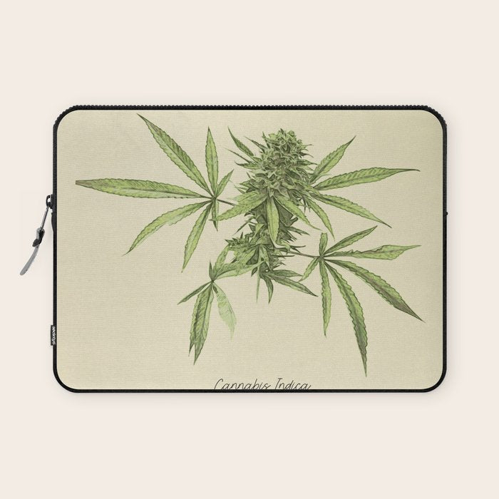 Vintage botanical print - Cannabis Laptop Sleeve Gallery Image 1