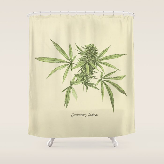 Vintage botanical print - Cannabis Shower Curtain Gallery Image 1