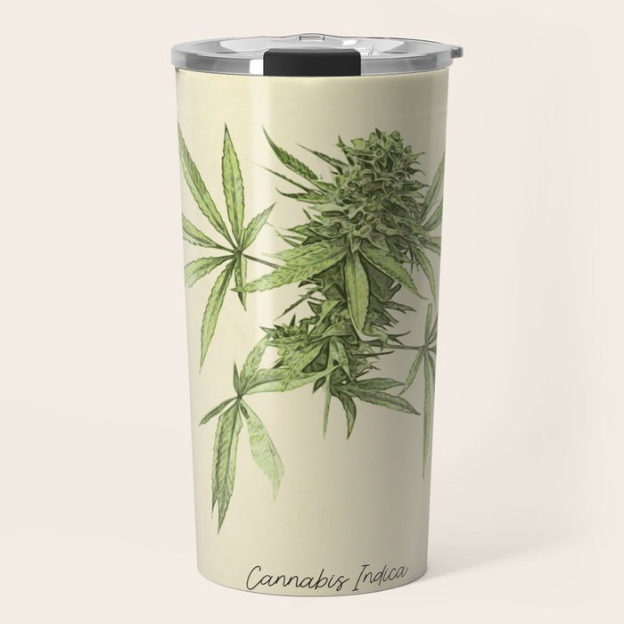 Vintage botanical print - Cannabis Travel Mug Gallery Image 1