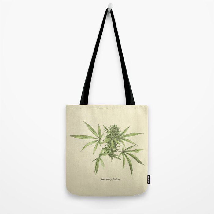 Vintage botanical print - Cannabis Tote Bag Gallery Image 2