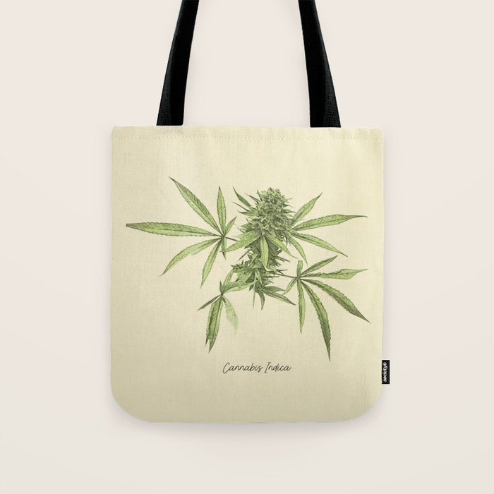 Vintage botanical print - Cannabis Tote Bag Gallery Image 1