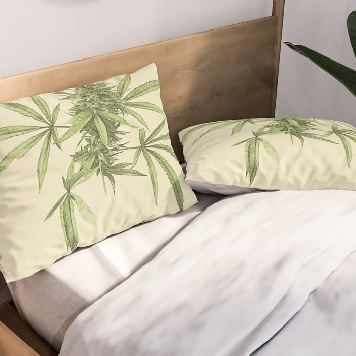 Vintage botanical print - Cannabis Pillow Sham Gallery Image 2