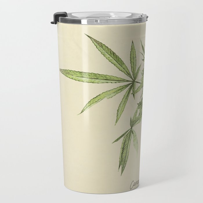 Vintage botanical print - Cannabis Travel Mug Gallery Image 3