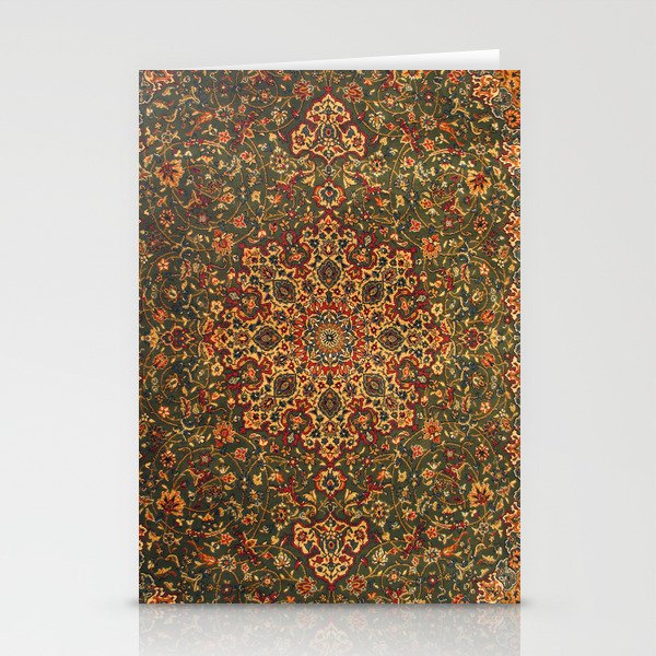 Antique Distressed Green and Orange Woven Persian Rug Stationery Card Gallery Image 1