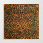 Antique Distressed Green and Orange Woven Persian Rug Wood Wall Art Gallery Image 1