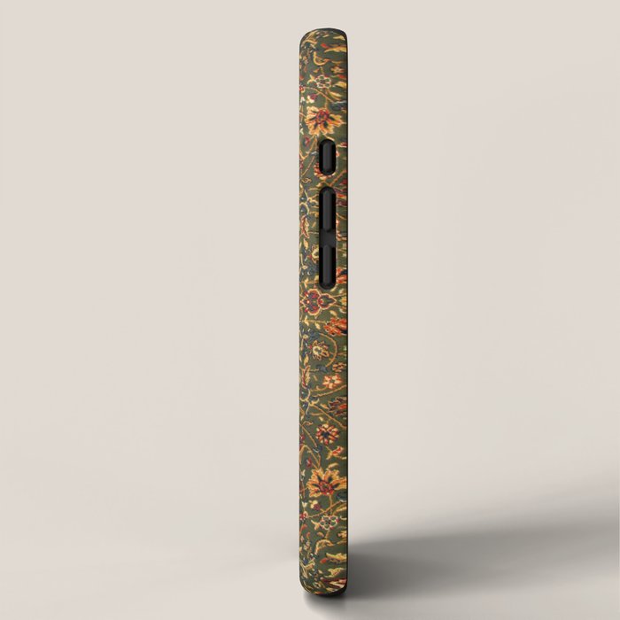 Antique Distressed Green and Orange Woven Persian Rug iPhone Case Gallery Image 2