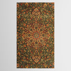 Antique Distressed Green and Orange Woven Persian Rug Tablecloth Gallery Image 2