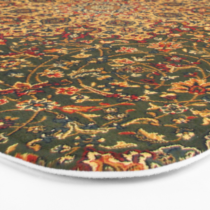 Antique Distressed Green and Orange Woven Persian Rug Bath Mat Gallery Image 3