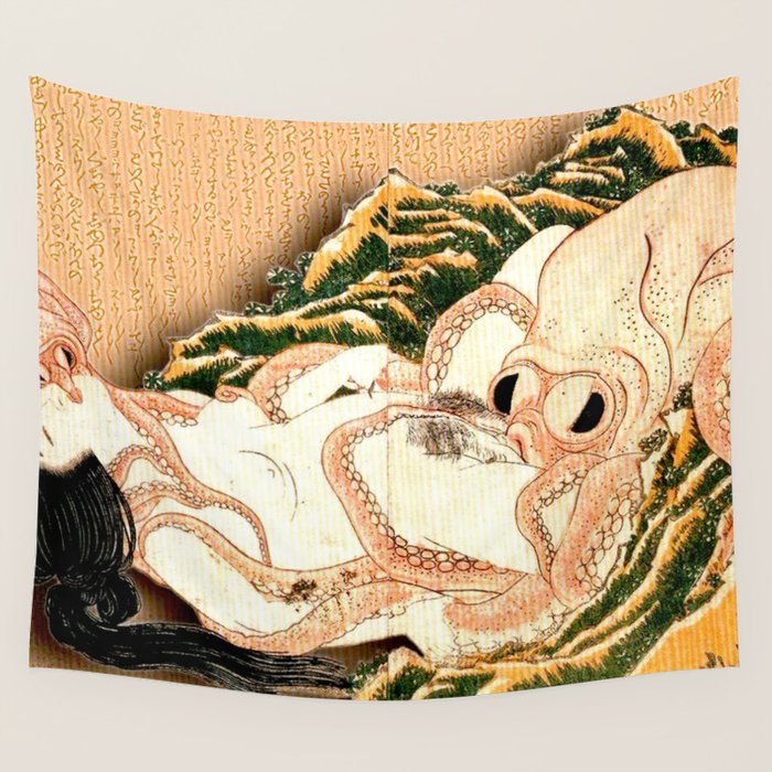 The Dream of the Fisherman's Wife by Katsushika Hokusai Wall Tapestry Gallery Image 4