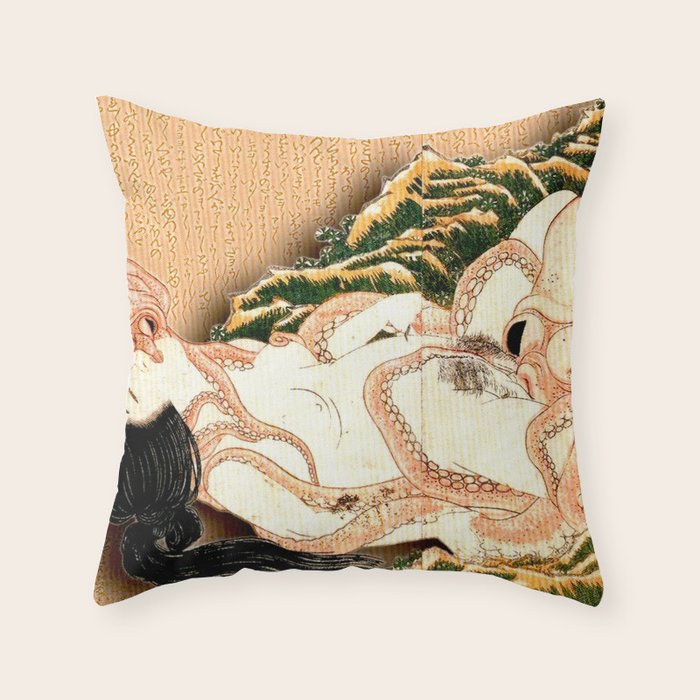 The Dream of the Fisherman's Wife by Katsushika Hokusai Throw Pillow Gallery Image 6