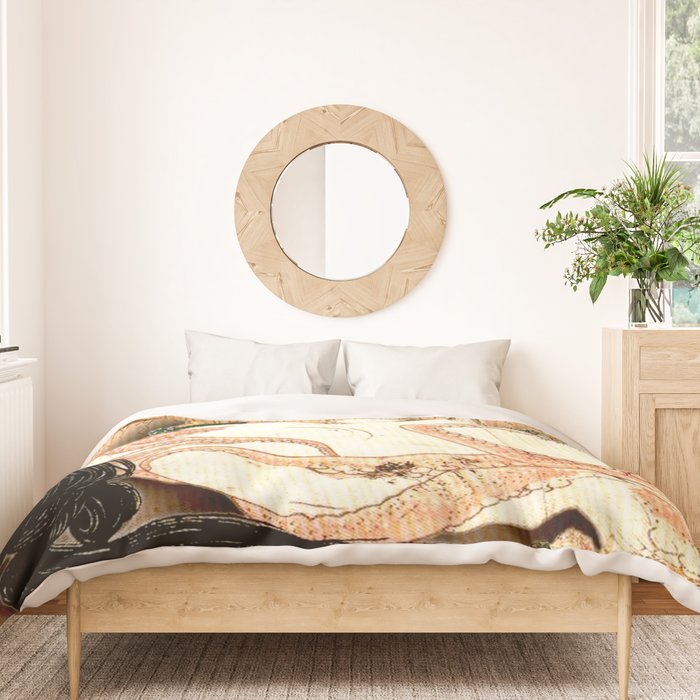 The Dream of the Fisherman's Wife by Katsushika Hokusai Duvet Cover Gallery Image 3