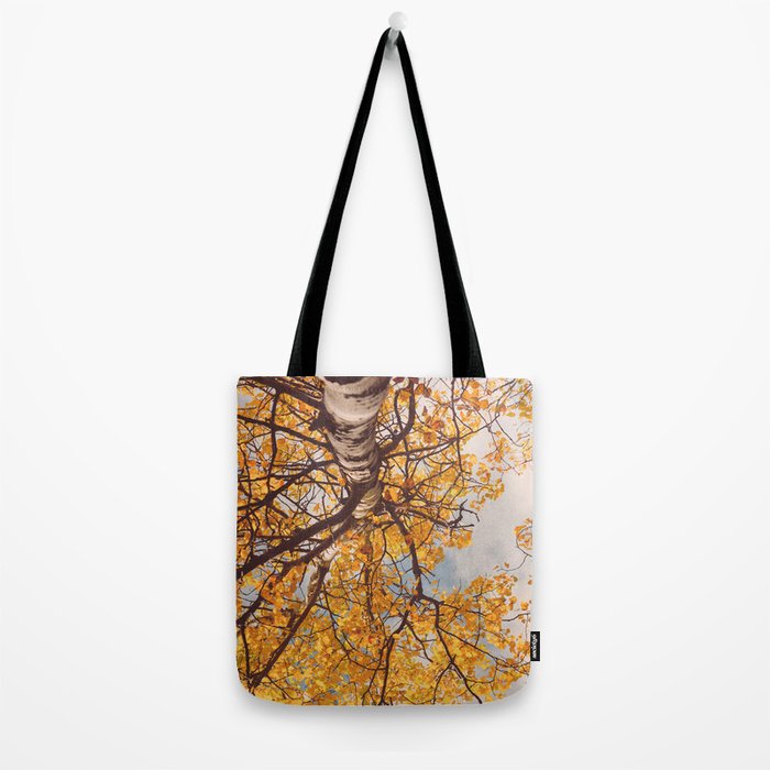 Beneath the Autumn Birch Tree Maine nature photograph Tote Bag Gallery Image 2