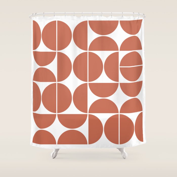 Mid Century Modern Geometric 04 Terracotta Shower Curtain Gallery Image 1