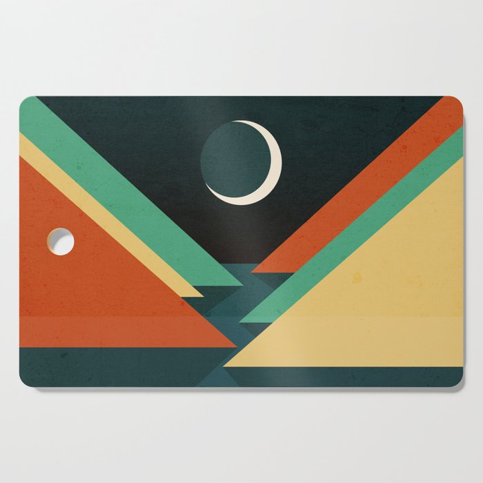 Quiet stream under crescent moon Cutting Board Gallery Image 1