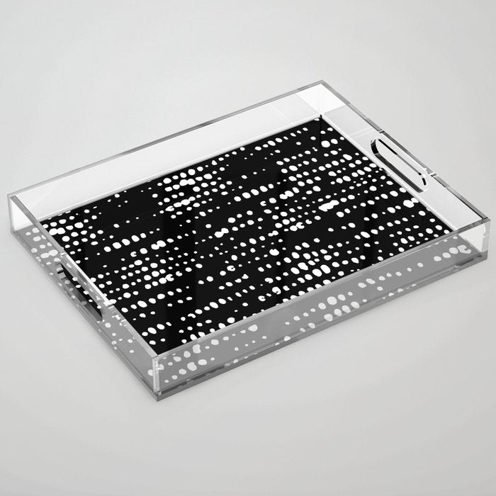 Abstract Spotted Pattern in Black and White Acrylic Tray Gallery Image 1