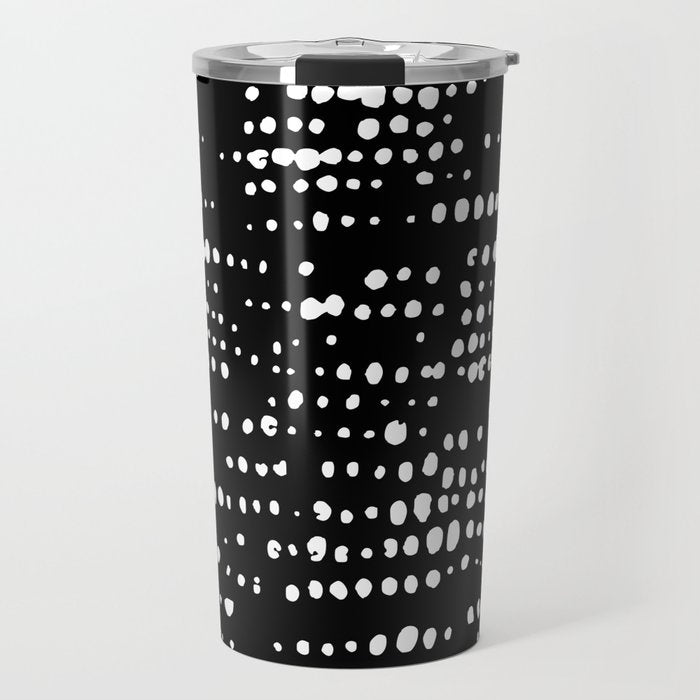 Abstract Spotted Pattern in Black and White Travel Mug Gallery Image 1