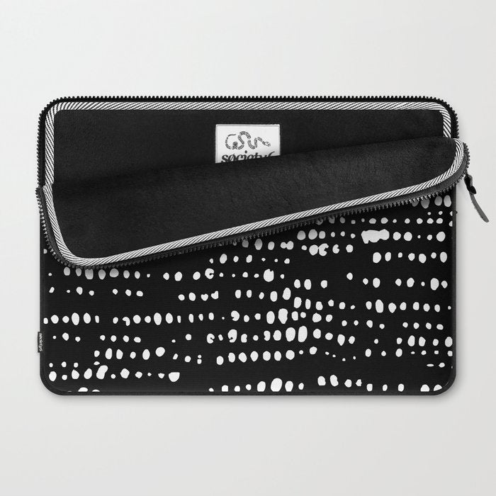 Abstract Spotted Pattern in Black and White Laptop Sleeve Gallery Image 2