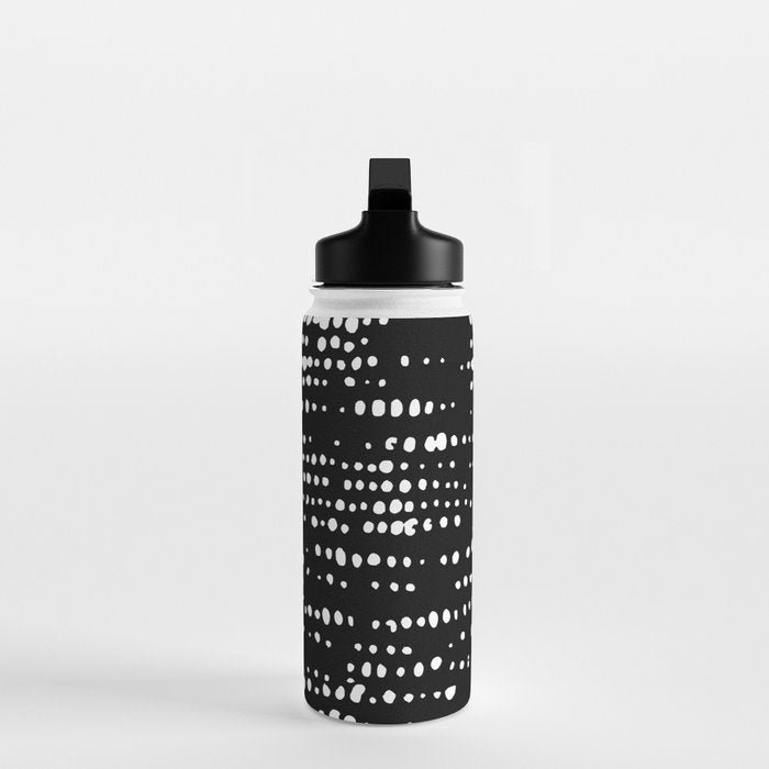 Abstract Spotted Pattern in Black and White Water Bottle Gallery Image 3