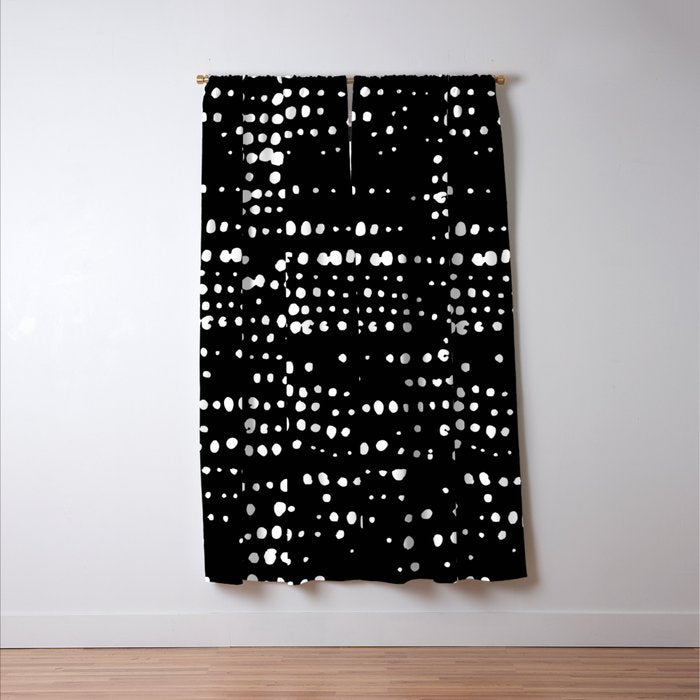Abstract Spotted Pattern in Black and White Window Curtain Gallery Image 3