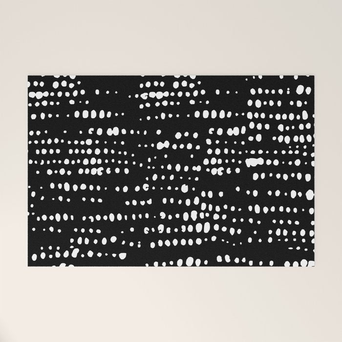 Abstract Spotted Pattern in Black and White Welcome Mat Gallery Image 1