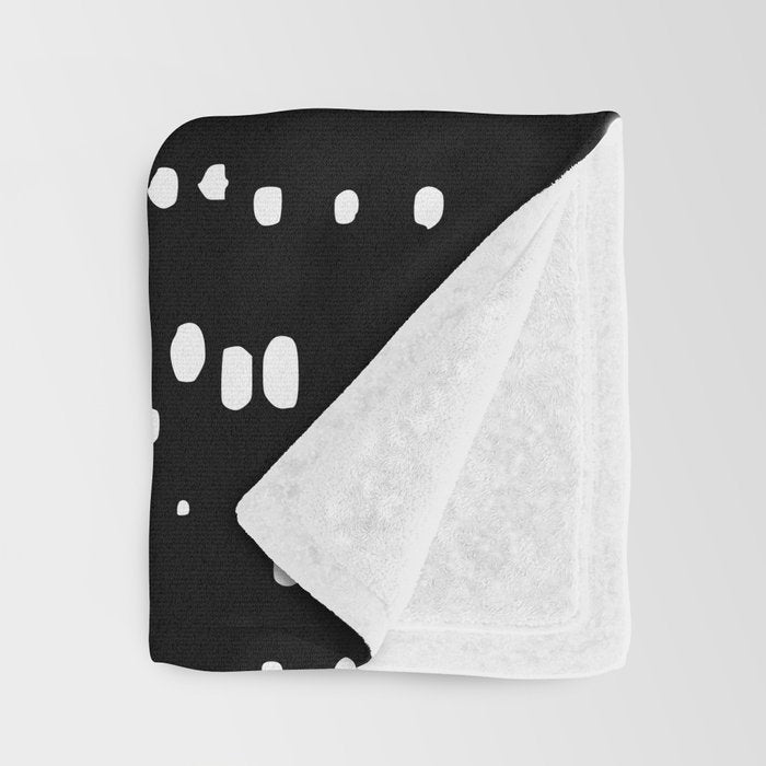 Abstract Spotted Pattern in Black and White Throw Blanket Gallery Image 3