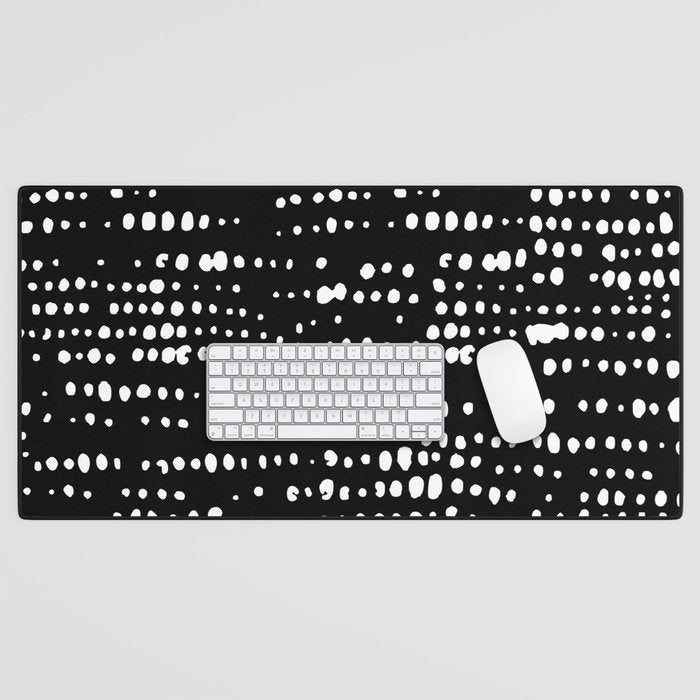 Abstract Spotted Pattern in Black and White Desk Mat Gallery Image 1