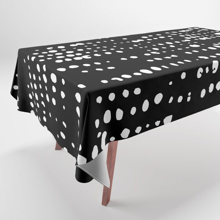 Abstract Spotted Pattern in Black and White Tablecloth Gallery Image 1