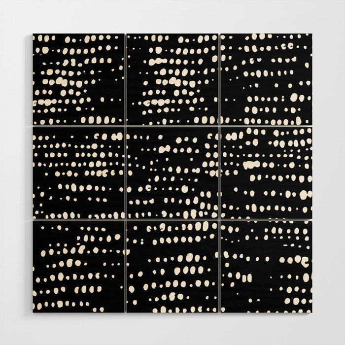 Abstract Spotted Pattern in Black and White Wood Wall Art Gallery Image 1