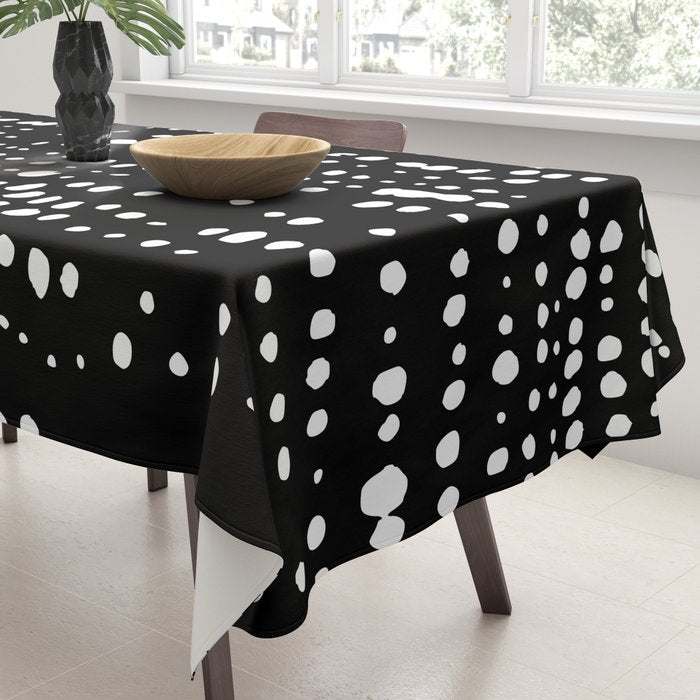 Abstract Spotted Pattern in Black and White Tablecloth Gallery Image 3