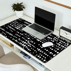 Abstract Spotted Pattern in Black and White Desk Mat Gallery Image 2