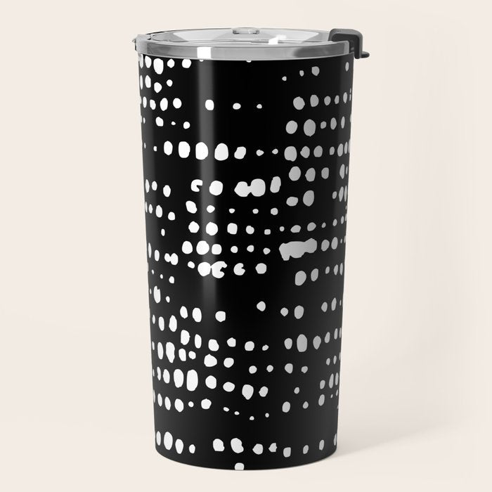 Abstract Spotted Pattern in Black and White Travel Mug Gallery Image 2