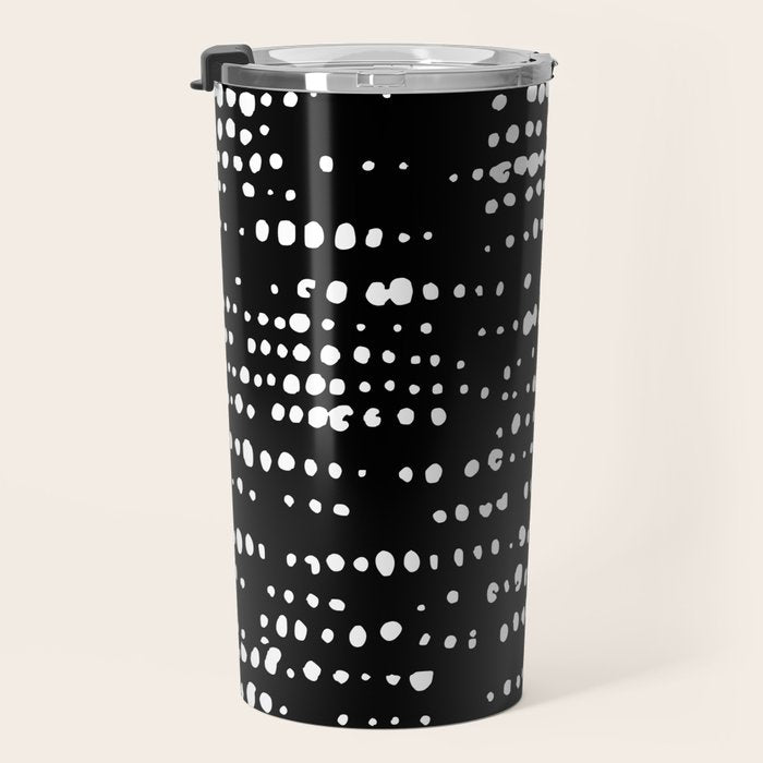 Abstract Spotted Pattern in Black and White Travel Mug Gallery Image 3