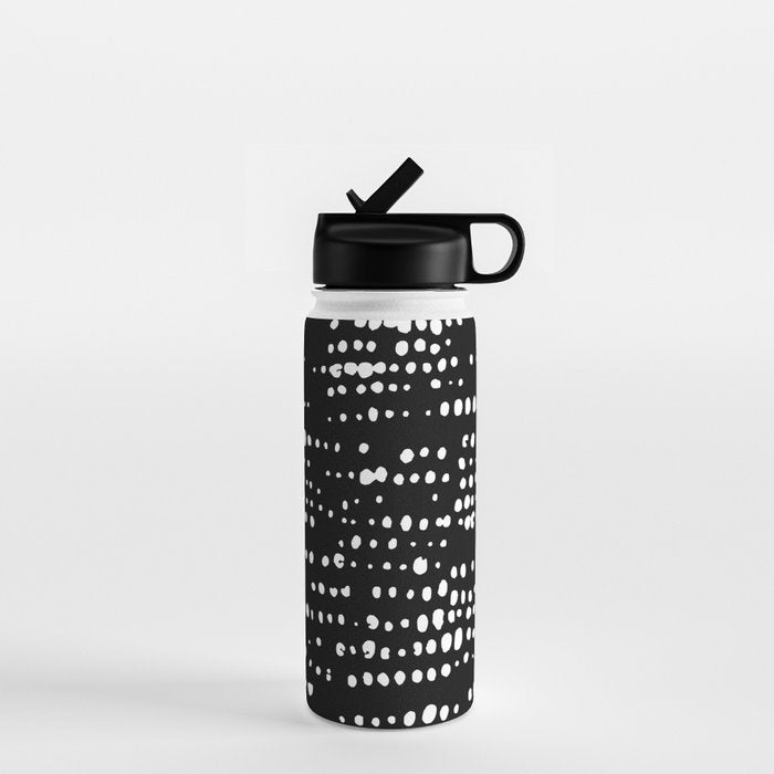 Abstract Spotted Pattern in Black and White Water Bottle Gallery Image 1