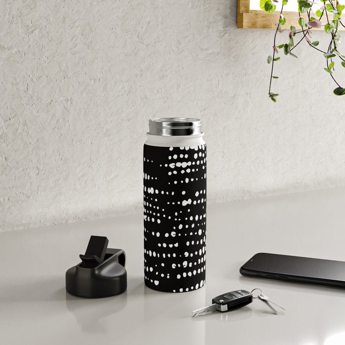 Abstract Spotted Pattern in Black and White Water Bottle Gallery Image 4