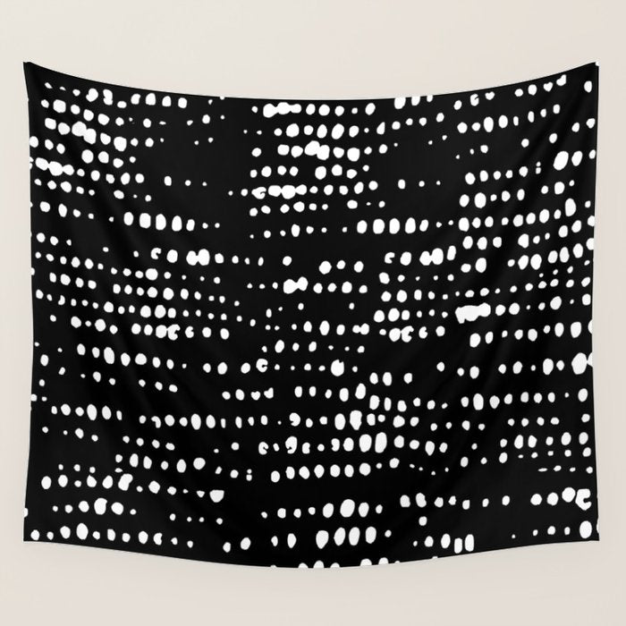 Abstract Spotted Pattern in Black and White Wall Tapestry Gallery Image 1