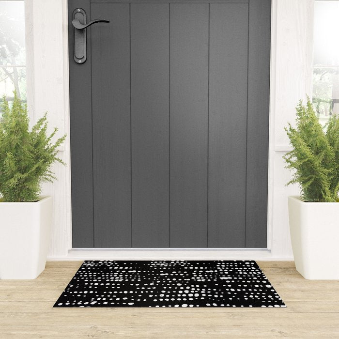 Abstract Spotted Pattern in Black and White Welcome Mat Gallery Image 3