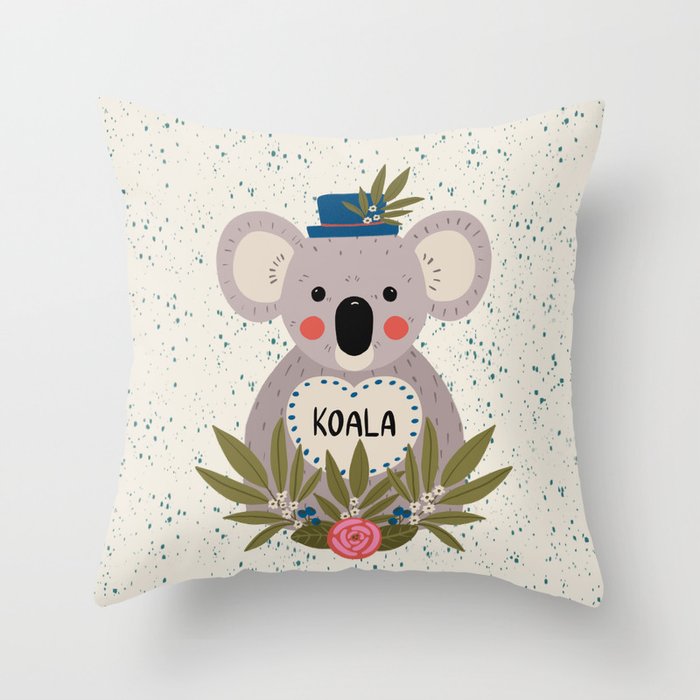 Koala with hat  Throw Pillow Gallery Image 6