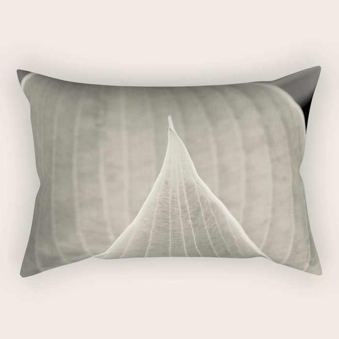 Gray Leaf Line Study Botanical Rectangular Pillow Gallery Image 1