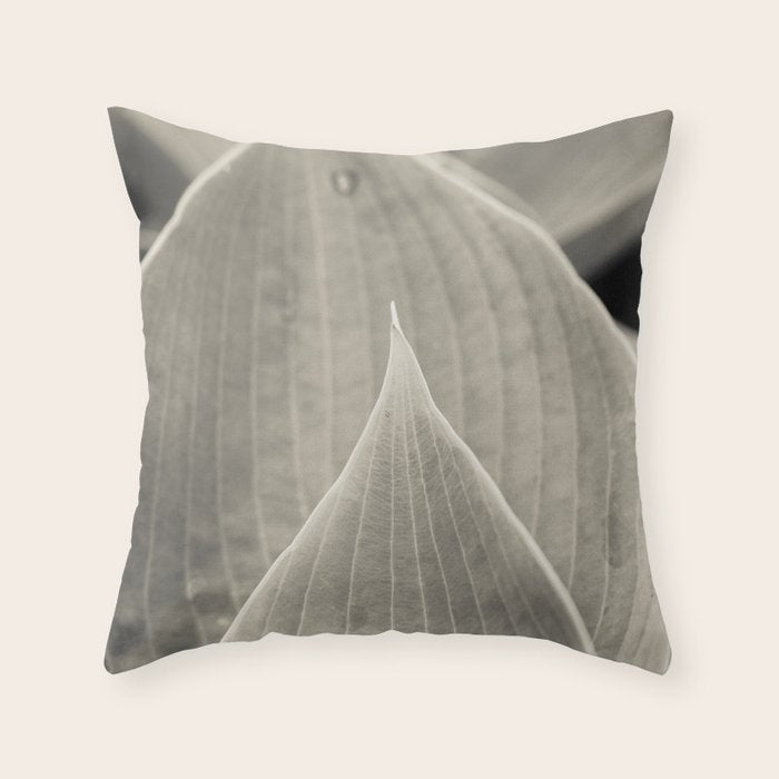 Gray Leaf Line Study Botanical Throw Pillow Gallery Image 6