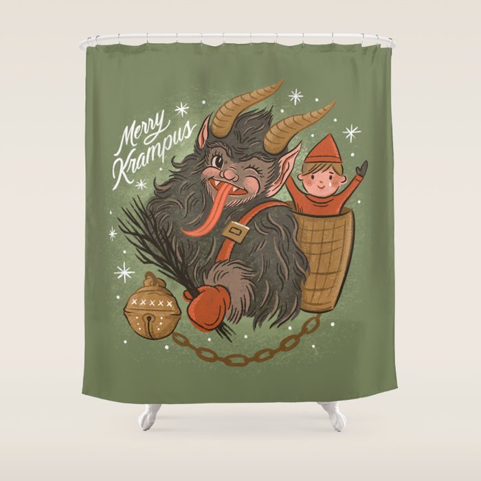 Merry Krampus Shower Curtain Gallery Image 1