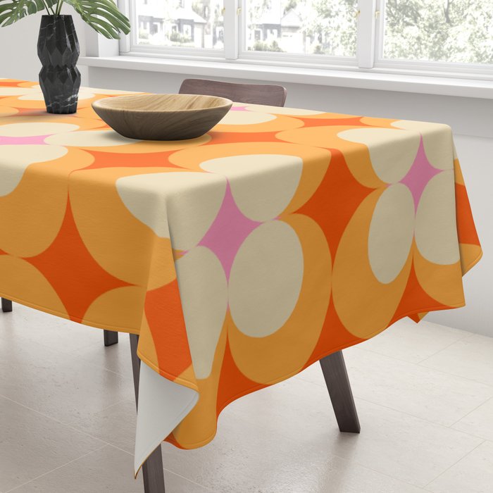 Vintage Yellow Orange Flowers Tablecloth Gallery Image 3