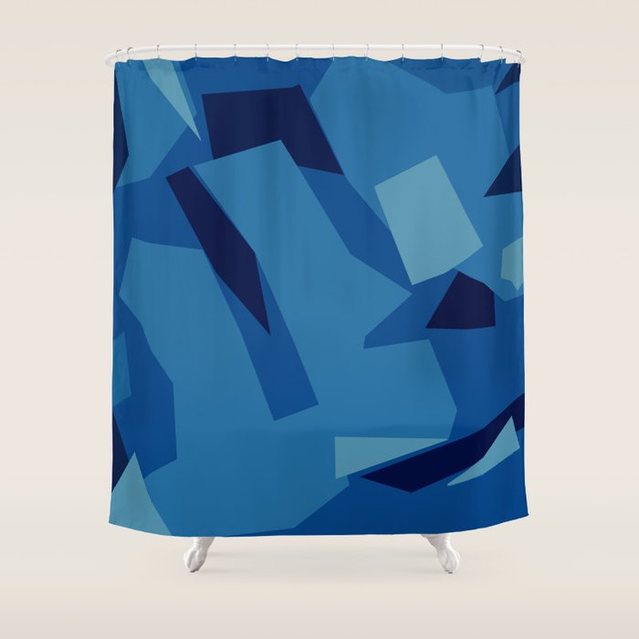 Peckham Blue Abstract Map Shower Curtain